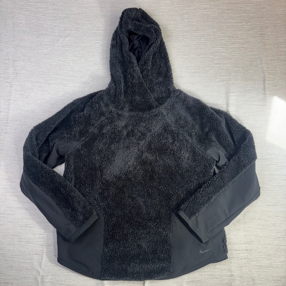 Nike Women's Sherpa Therma Fleece Pullover Hoodie Black AR7404-010 Sweatshirt